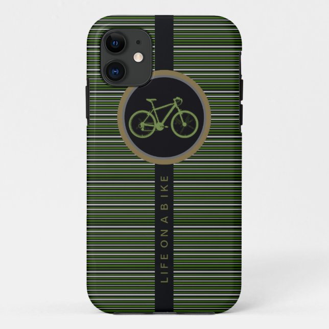 Funda De Case-Mate Para iPhone rayas verdes y bicicleta (Reverso)