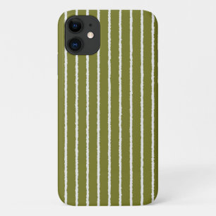 Funda Para iPhone 11 Rayas verdes y blancas de oliva con líneas desigua
