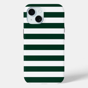 Funda Para iPhone 15 Rayas verdes y blancas oscuras