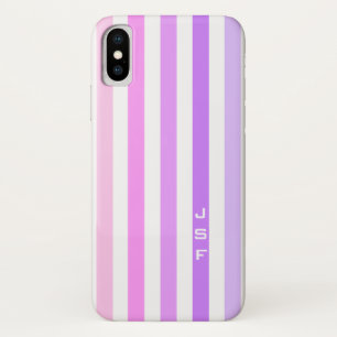 Funda Para iPhone X Rayas verticales púrpura y rosa monograma