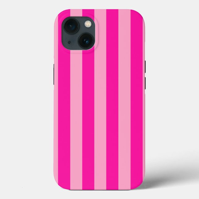 Funda De Case-Mate Para iPhone Rayas verticales rosadas calientes (Reverso )
