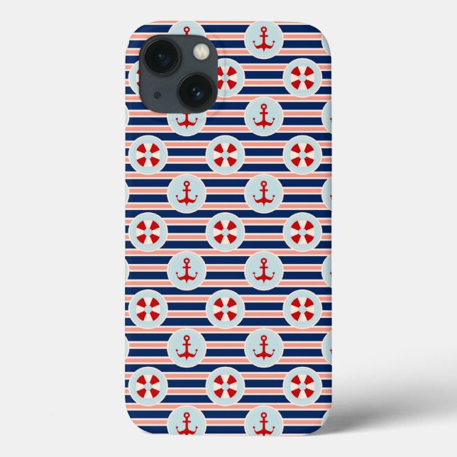 Funda De Case-Mate Para iPhone Rayas y modelo de puntos náuticos (Reverso)