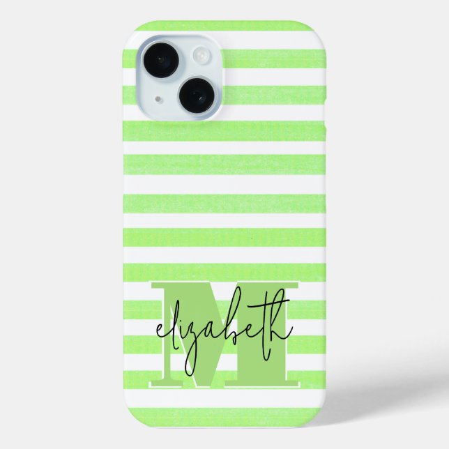Funda De Case-Mate Para iPhone Rayo de lima monogramada (Reverso )