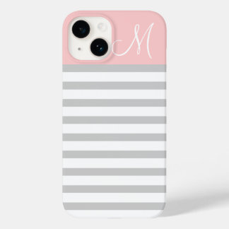 Funda Para iPhone 14 De Case-Mate Rayos y rayas rosadas de la prepa Monograma
