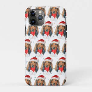 Funda Para iPhone 11 Pro Raza de perro Dachshund Navidad
