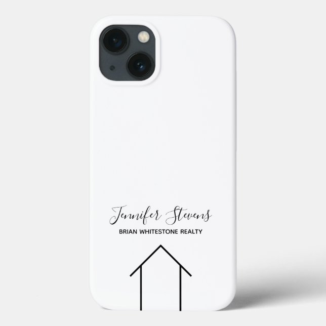 Funda De Case-Mate Para iPhone Realtor de Personalizado blanco negro inmobiliario (Reverso)