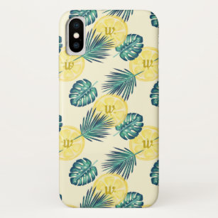 Funda Para iPhone X Rebanada de la fruta cítrica del limón y follaje