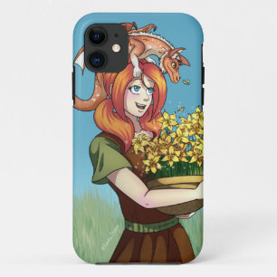 Funda Para iPhone 11 Recogiendo Flores con un Dragón