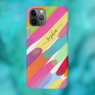 Funda Para iPhone 11 Pro Recorrido diagonal de color, nombre, pintura abstr