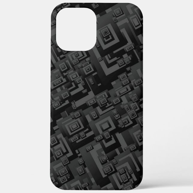 Funda De Case-Mate Para iPhone Rectángulo Negro  Fondo Gris (Reverso )