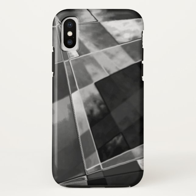 Funda De Case-Mate Para iPhone Rectángulos inclinados o estirados, gris claro neg (Reverso)