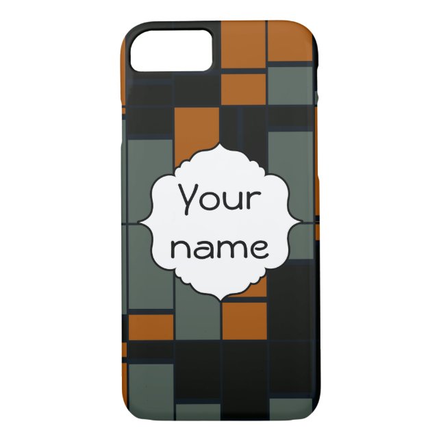 Funda De Case-Mate Para iPhone rectángulos naranjas verdes (Reverso)