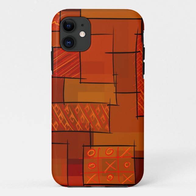 Funda De Case-Mate Para iPhone Rectángulos, patrón de retracción, garabato. Tejid (Reverso)