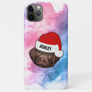Funda Para iPhone 11 Pro Max Recuperador de Labrador con Gorra Navidad perro de