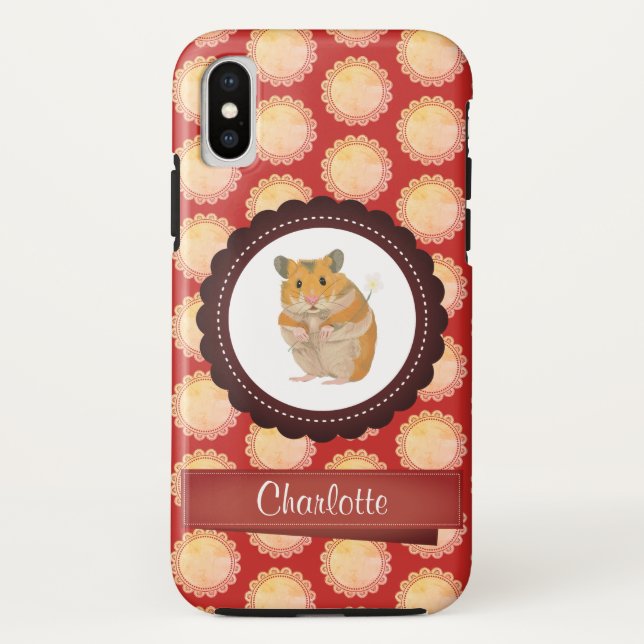 Funda De Case-Mate Para iPhone Red Añadir tu nombre Hamster (Reverso)