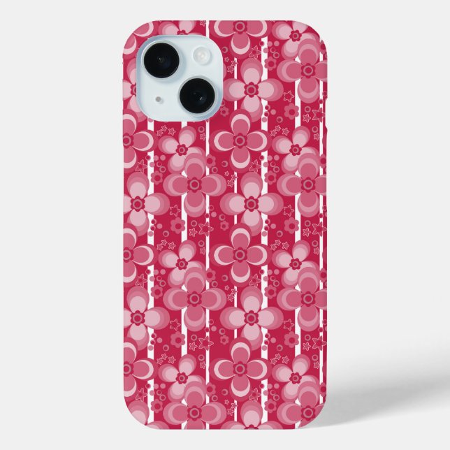 Funda De Case-Mate Para iPhone Red and white floral pattern (Reverso )