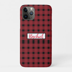 Funda Para iPhone 11 Pro Red Black Gingham Personalizado