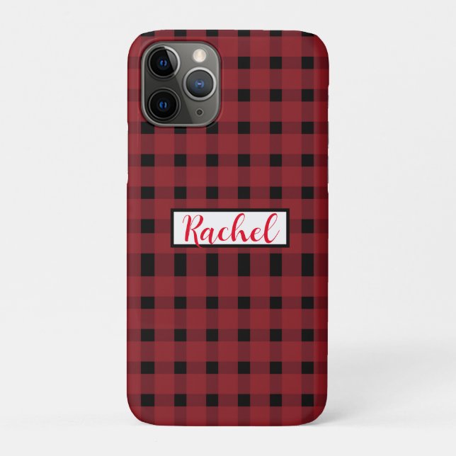 Funda De Case-Mate Para iPhone Red Black Gingham Personalizado (Reverso)