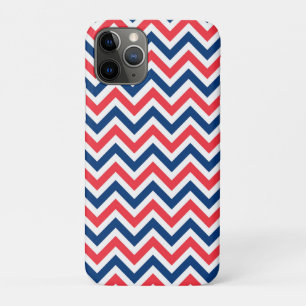 Funda Para iPhone 11 Pro Red Blue White Zig Zag Lines Geometric Baseball