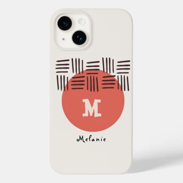 Funda De Case-Mate Para iPhone Red brown abstract aesthetic minimal Monogram (Reverso )