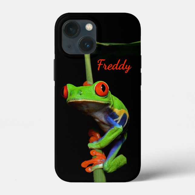 Funda De Case-Mate Para iPhone Red Eyed Painted Tree Frog Personal Name (Reverso )