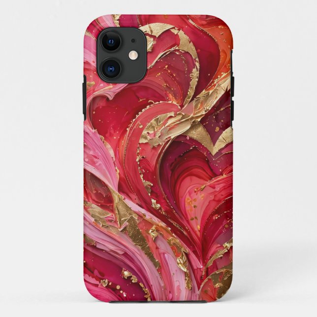 Funda De Case-Mate Para iPhone Red & Gold Marble iPhone 11 Case (Reverso)