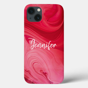 Funda Para iPhone 13 Red Hot Swirls Personalizada