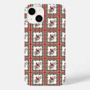 Funda Para iPhone 14 De Case-Mate Red Mockingbird Poinsettia Borders Red