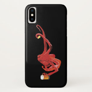 Funda Para iPhone X Red Octopus Beer Lover