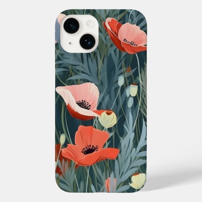 Funda De Case-Mate Para iPhone Red Poppy Meadow (Reverso )