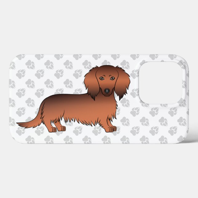 Funda De Case-Mate Para iPhone Red Sable Long Hair Dachshund Cartog Perro & Paws (Reverso  (Horizontal))
