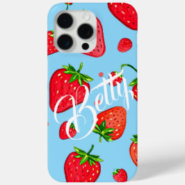 Funda Para iPhone 15 Pro Max Red strawberry fruit 