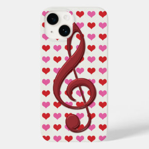 Funda Para iPhone 14 De Case-Mate Red Treble Clef Love Hearts Music