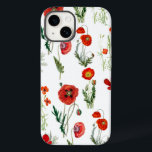 Funda Para iPhone 14 De Case-Mate Red Watercolor Poppies Florals<br><div class="desc">Un hermoso patrón de adornos de acuarela roja. Un diseño floral rojo con flores de amapola acuarela y su vegetación. Un diseño ideal para quienes adoran las flores silvestres,  las flores rojas,  los ilustraciones de adormidera acuarelas,  etc.</div>