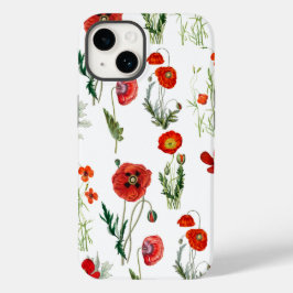 Funda Para iPhone 14 De Case-Mate Red Watercolor Poppies Florals
