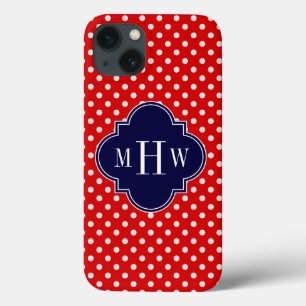 title_seo2 Red White Polka Dot Navy Quatrefoil 3 Monogram
