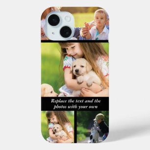 Funda Para iPhone 15 Reemplaza el texto y las fotos con los tuyos