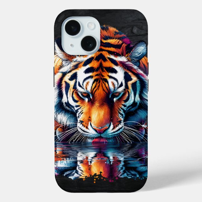 Funda De Case-Mate Para iPhone Reflejo de tigre bebiendo agua (Reverso )