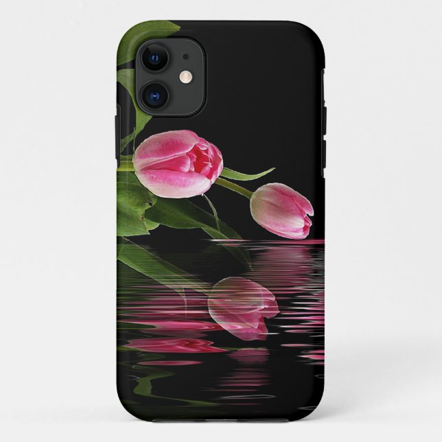 Funda De Case-Mate Para iPhone Reflejo de Tulipán Rosa (Reverso)