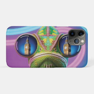 Funda Para iPhone 11 Pro Reflejo del ojo de camaleón de Big Ben en luces de