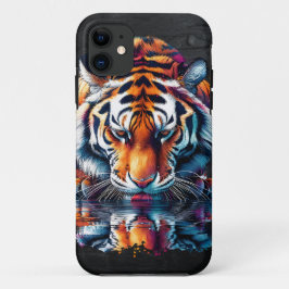 Funda Para iPhone 11 Reflexión sobre el agua potable del tigre