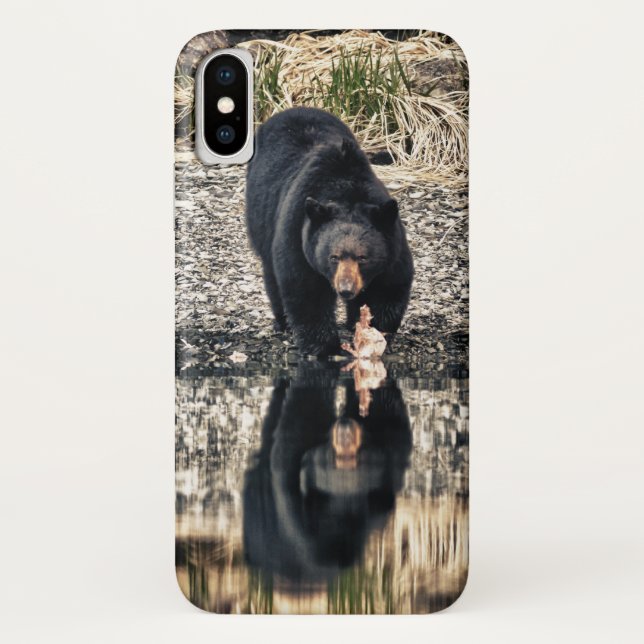 Funda De Case-Mate Para iPhone Reflexiones del oso negro (Reverso)