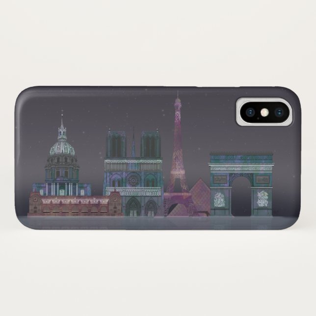 Funda De Case-Mate Para iPhone Reflexiones nocturnas en el Skyline de París (Reverso (horizontal))