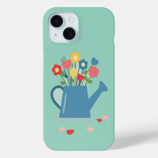 Funda Para iPhone 15 Regadera Encantadora con Flores Brillantes de Prim