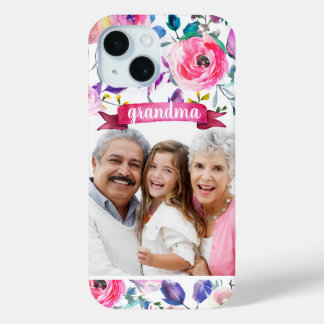 Funda Para iPhone 15 Regalo de foto de Personalizado floral de bonito p