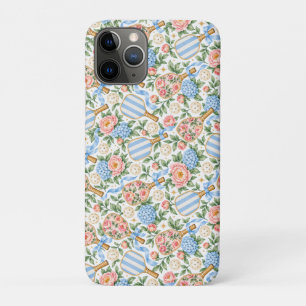 Funda Para iPhone 11 Pro Regalo de Jugador de Pickleball Floral Azul Elegan
