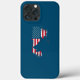 Funda Para iPhone 13 Pro Max Regalo de perro patriótico de la bandera norteamer