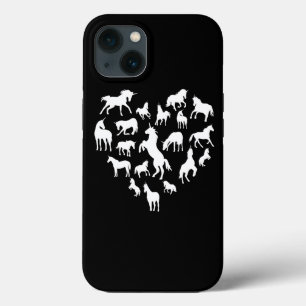 Funda Para iPhone 13 Regalo de silueta en forma de corazón de unicornio