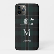 Regalo para Golfista de Golf Plaid Monograma Perso