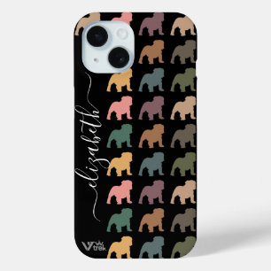 Funda Para iPhone 15 Regalo personalizado de bulldog floral boho para a